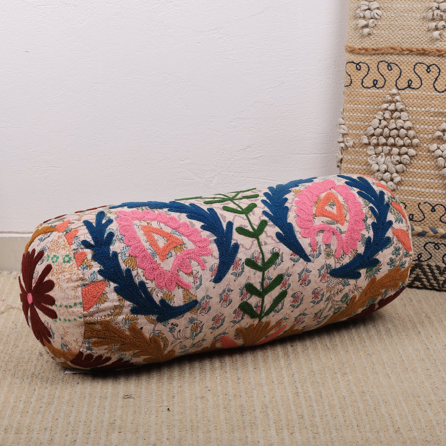 Kantha Charm Bolster | 21x8" | Cotton Fabric