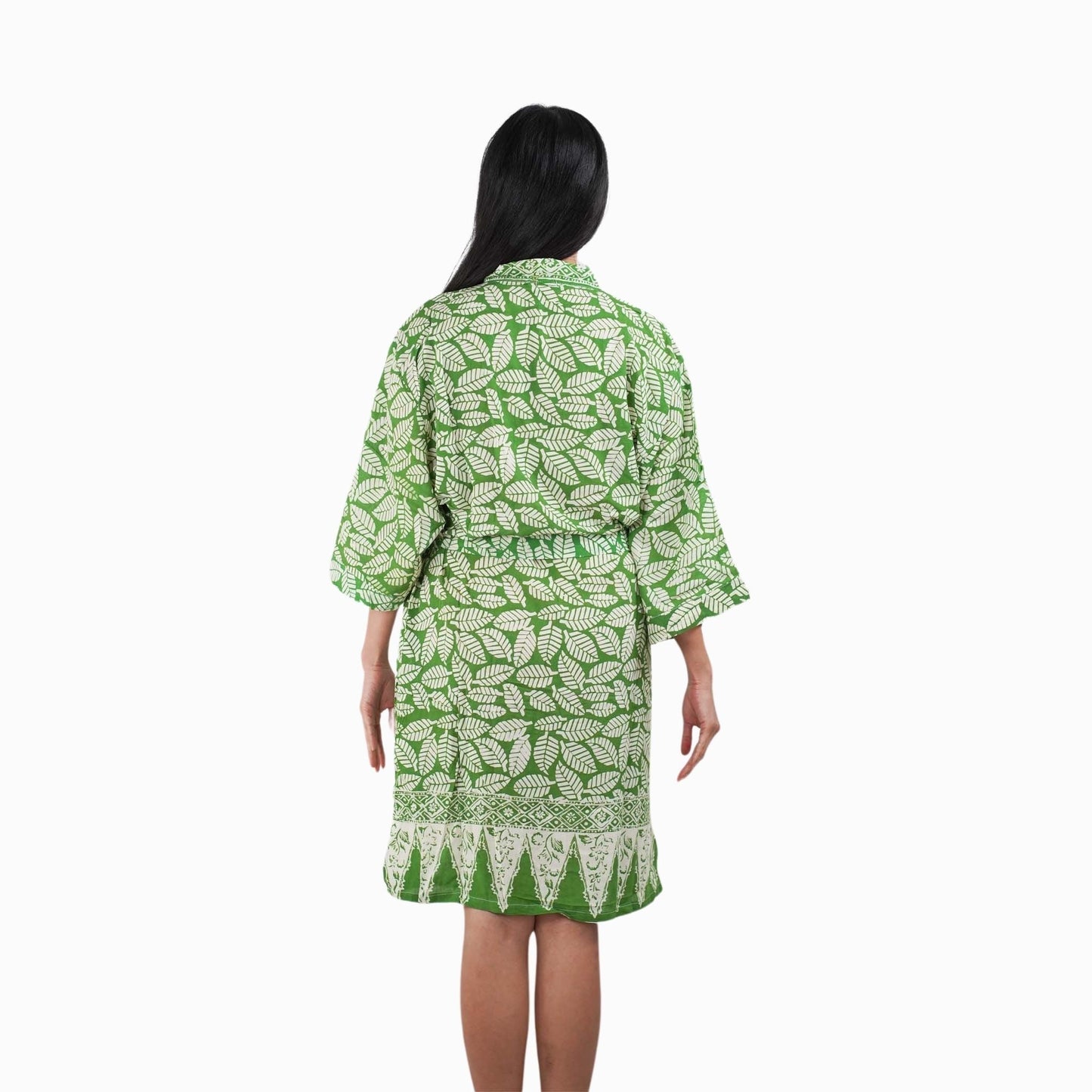 Handmade Batik Robe/ Kimono, Cotton Coffee Leaf