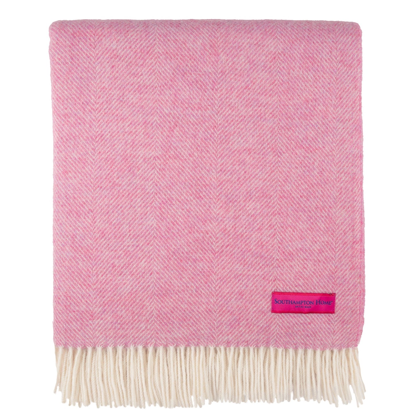Southampton Home Shetland Lambswool Herringbone Throw – Light Pink
