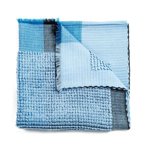 Macaroon Midnight Dark Blue Textured Merino Handloom Throw