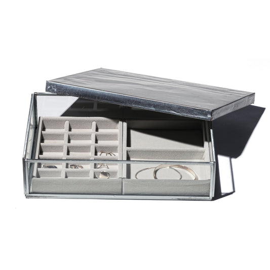 Jewelry Glass Box with Recycle Steel Lid