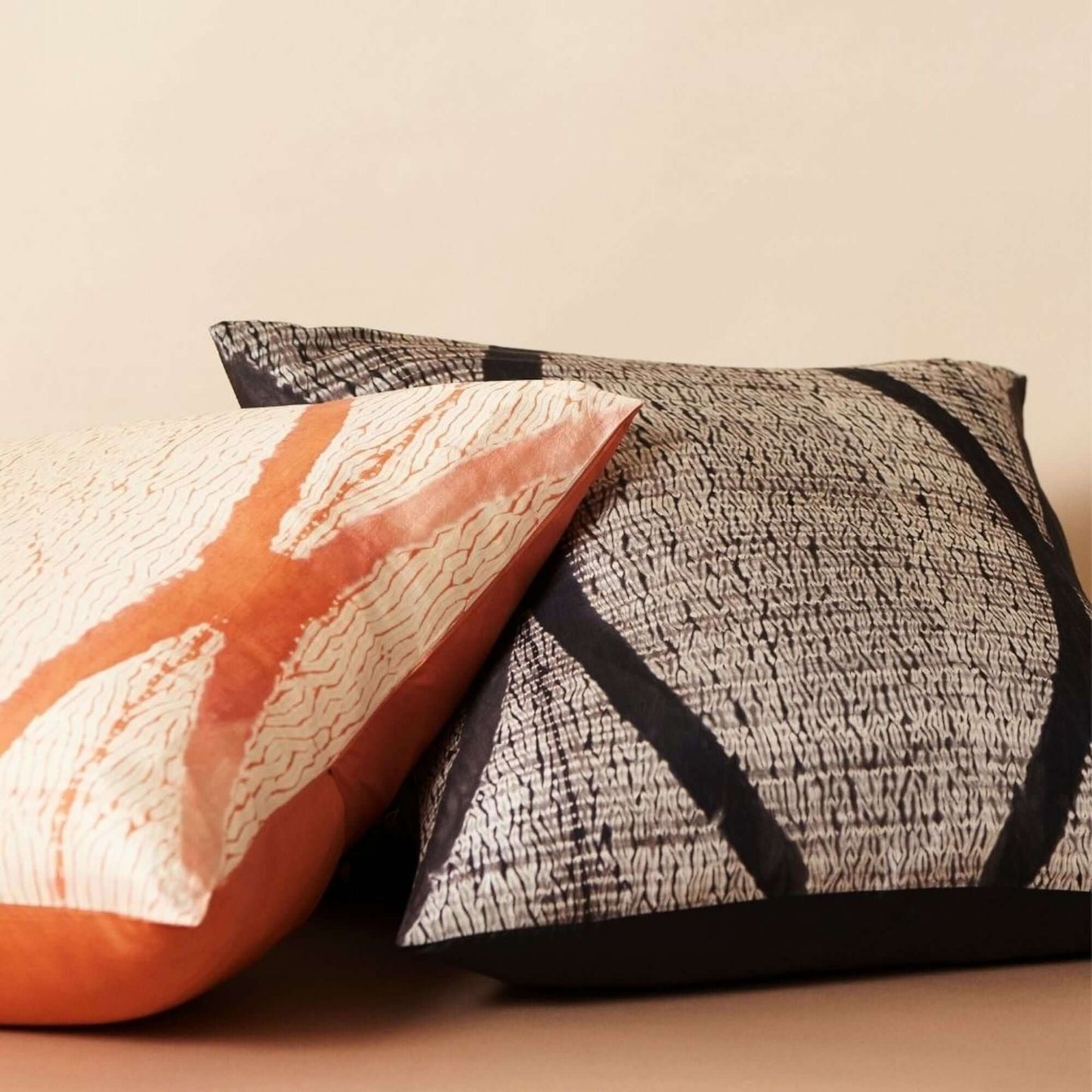 Arc Coral Hand Crafted Shibori Print Mulberry Silk Pillow