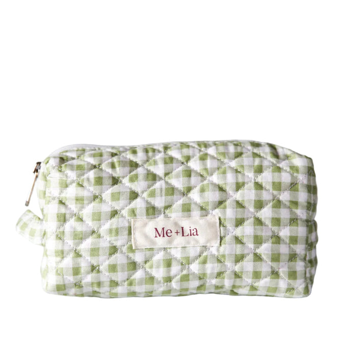 Gingham Matcha Make-up Pouch - Small
