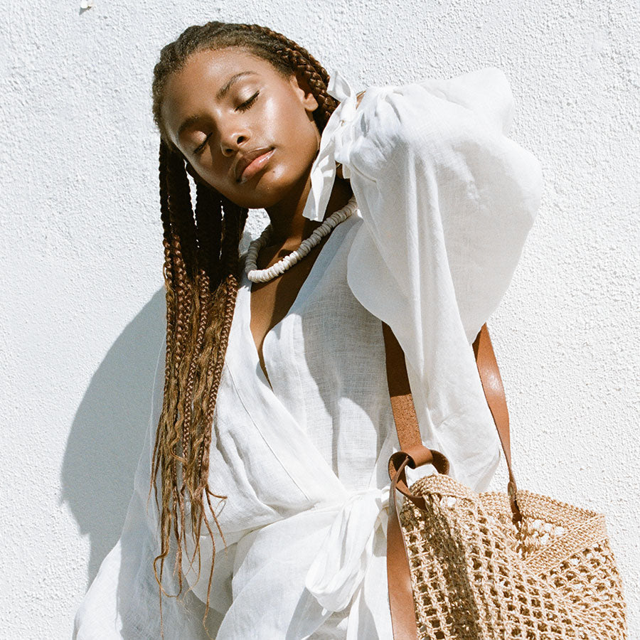 MINGA | Maria Woven Market Bag - Leather Strap