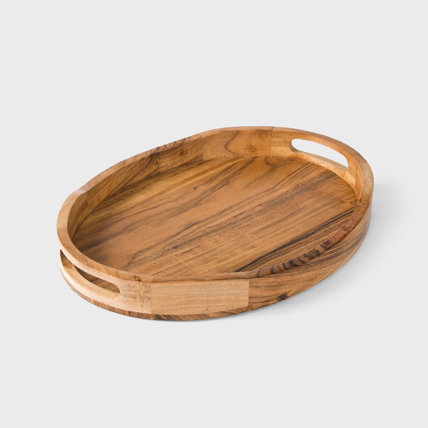 Acacia Wood Oval Serving Tray in Natural Finish