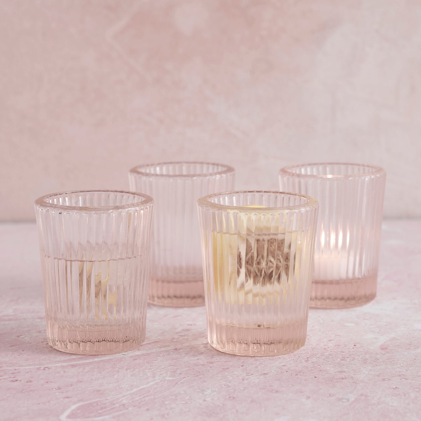 Pressed Pink Juice Glasses - Set of 4