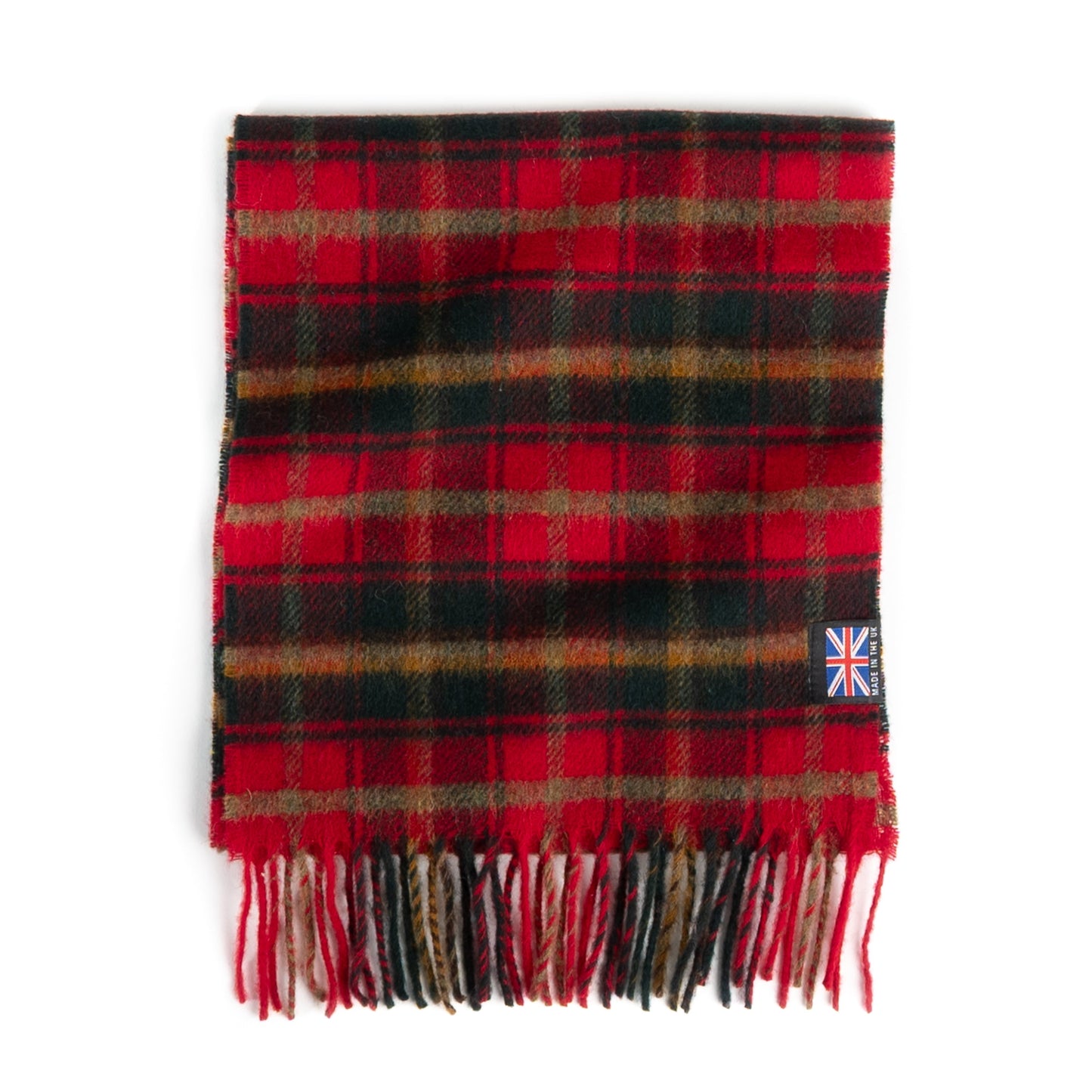 Prince of Scots Fringed Merino Wool Scarf (Red Maple)
