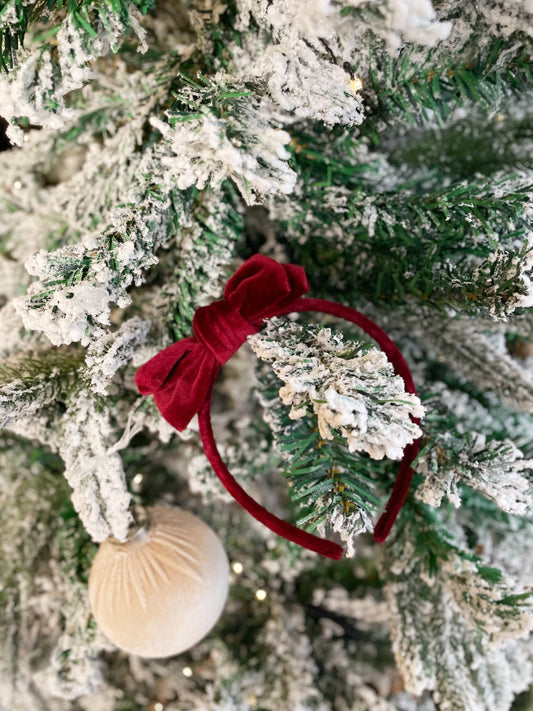 Cotton Velvet Headband Bow | Winterberry Red | Limited Edition