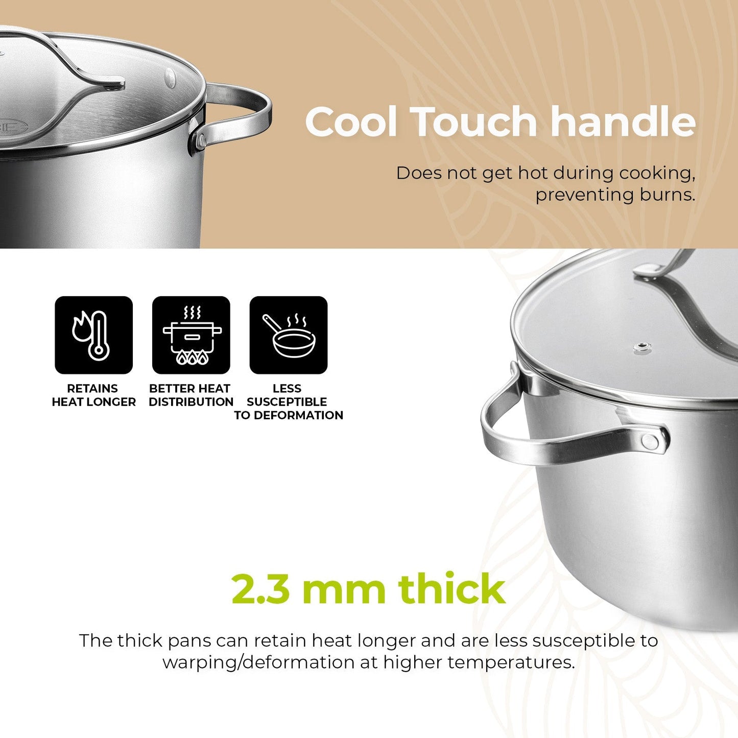 BE | LIVING Essential Series Stock Pot 26cm (Triply stainless steel)