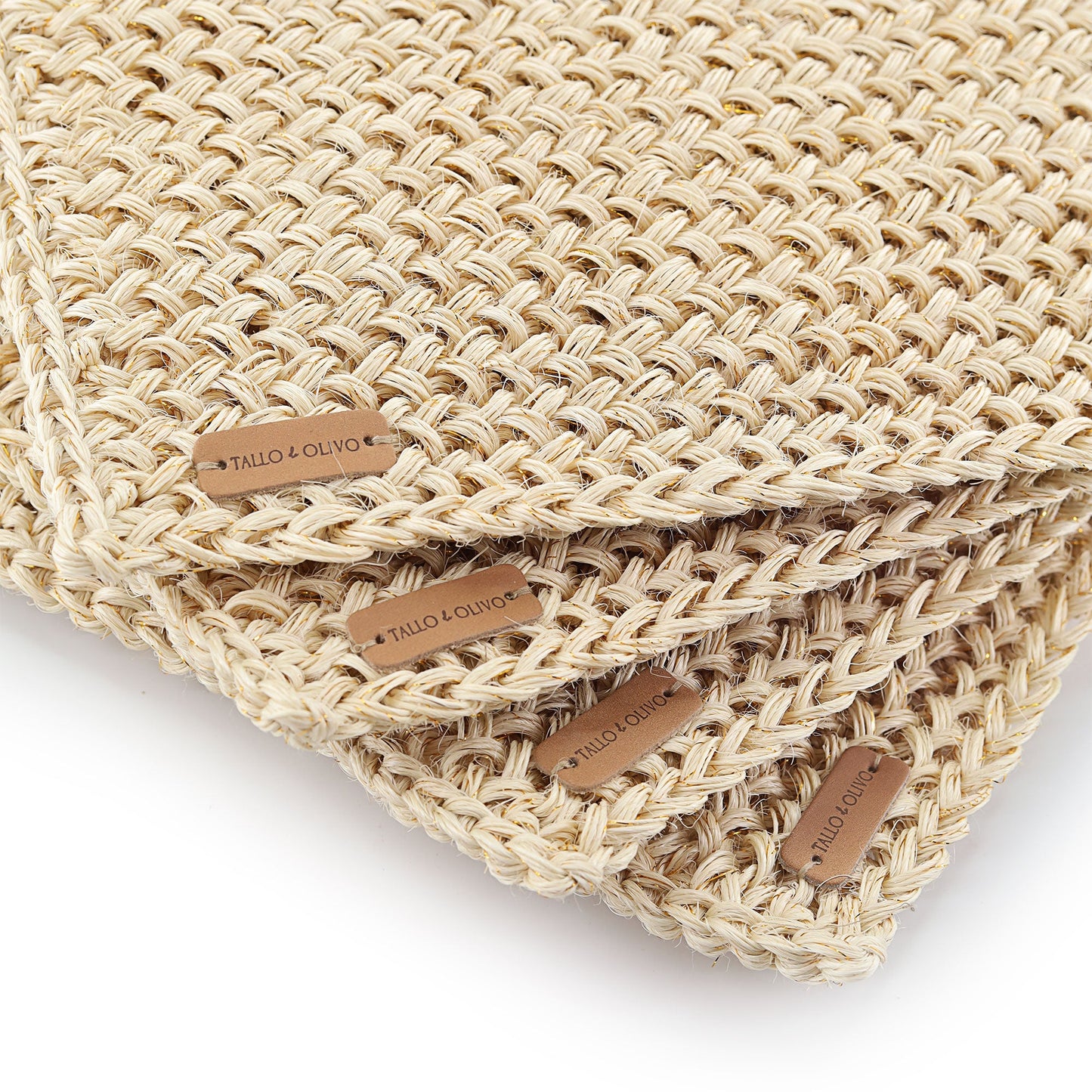 S/4 White Placemat with Golden Thread