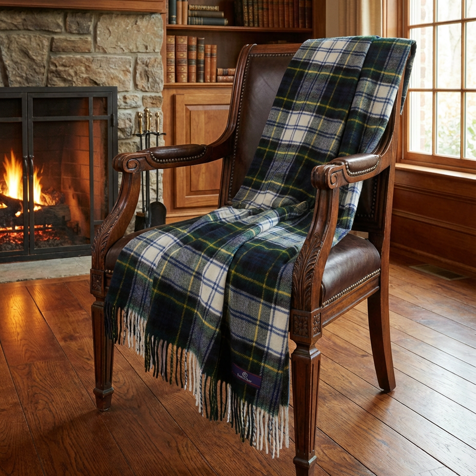 Highland Tartan Tweed Merino Wool Throw - Dress Gordon