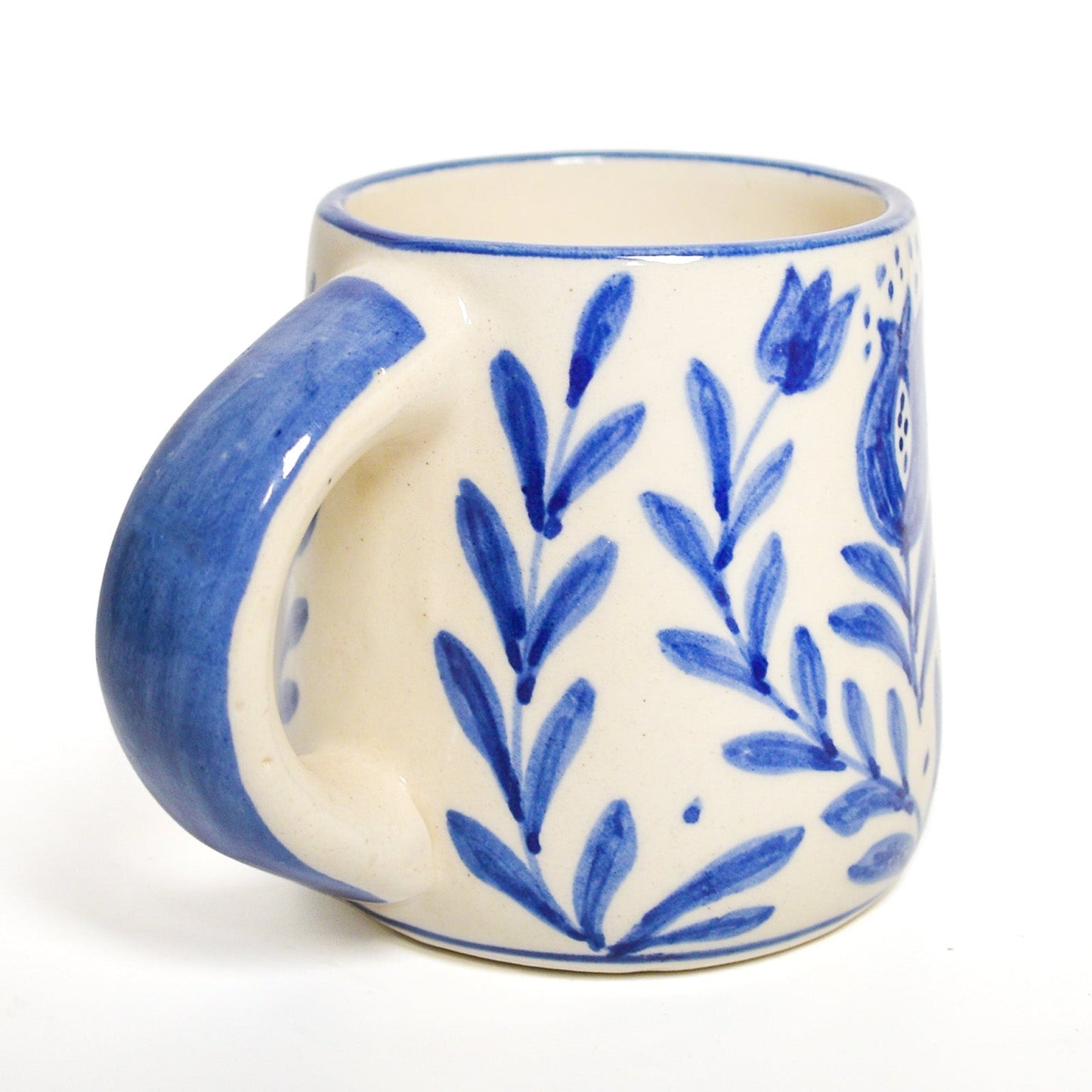 Casa Amarosa Blue Anaar Handpainted Stoneware Coffee Mug – 3.5x3 Inch