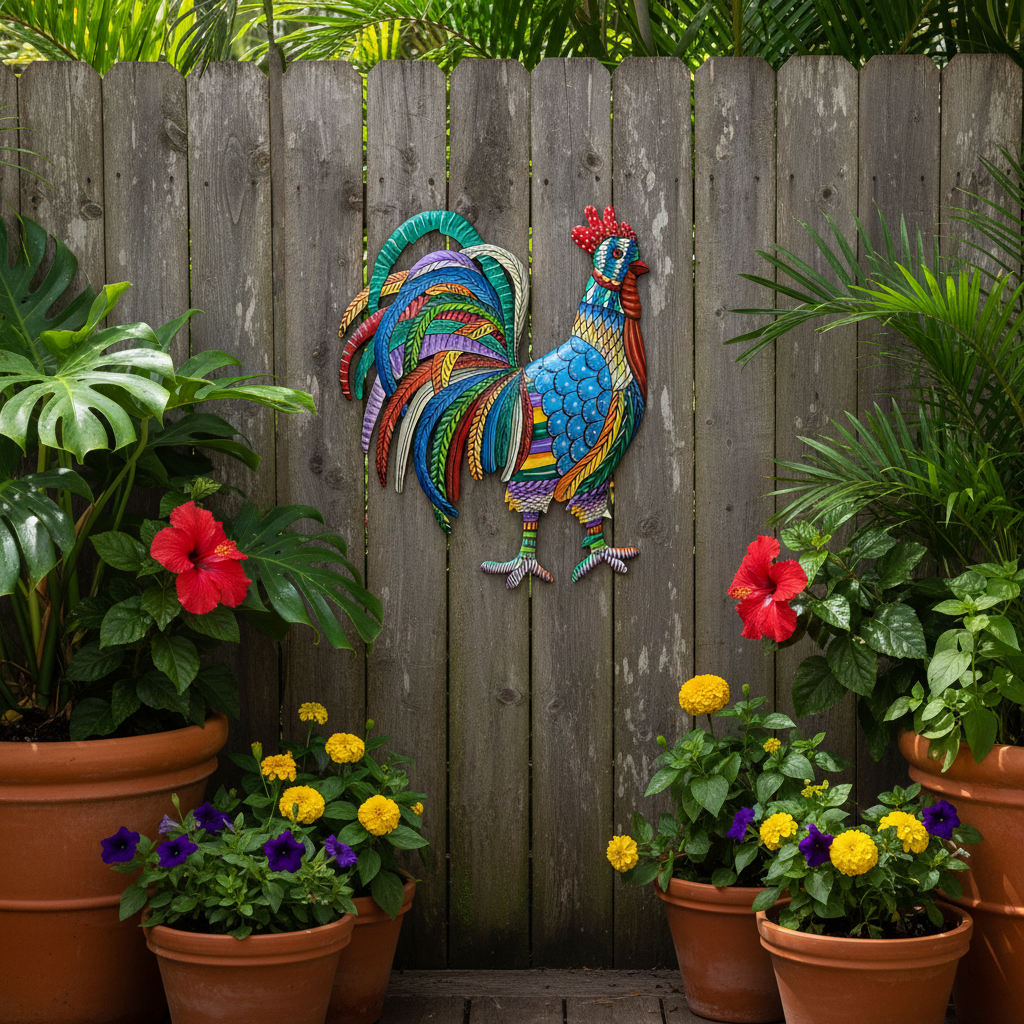 Painted Blue Rooster