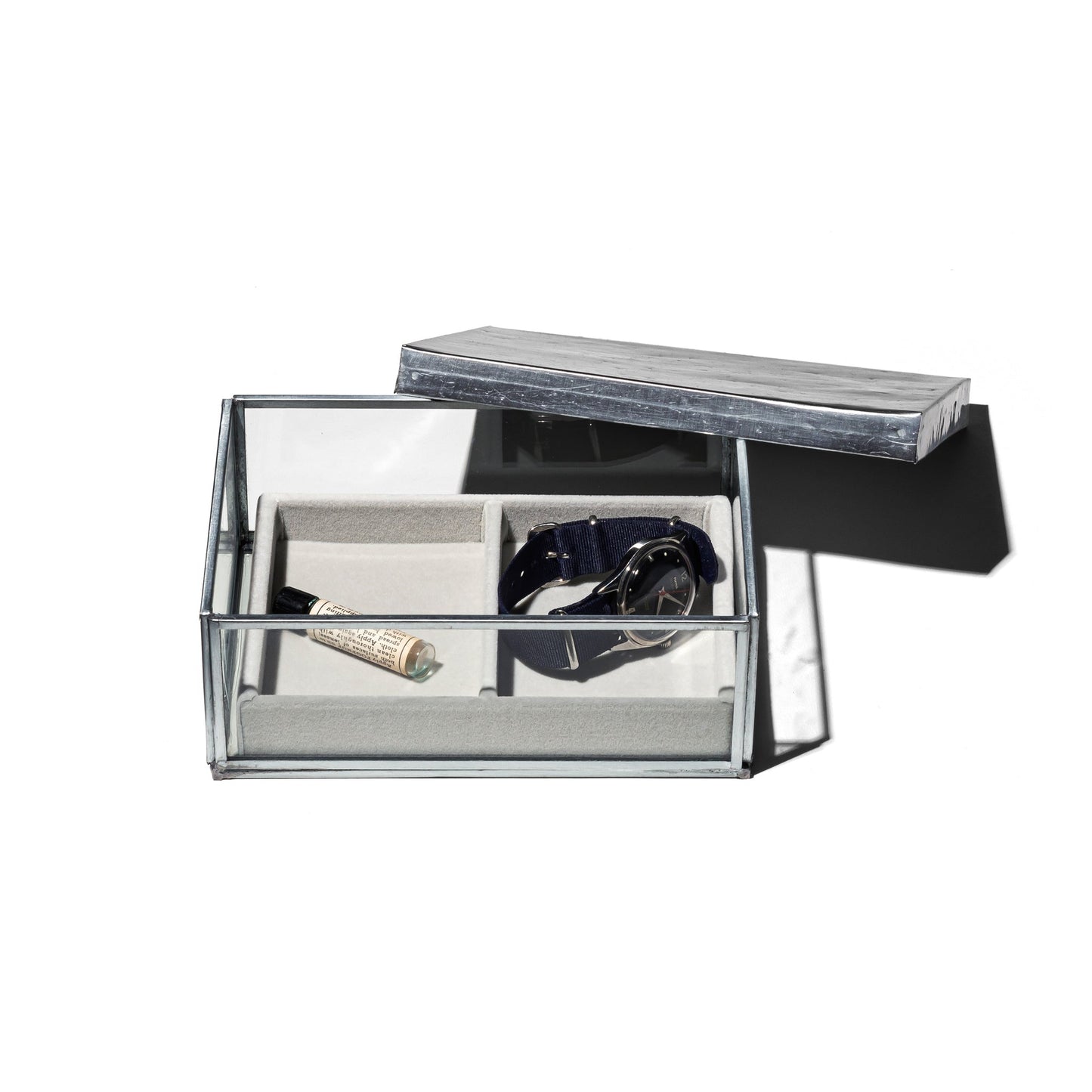 Jewelry Glass Box with Recycle Steel Lid