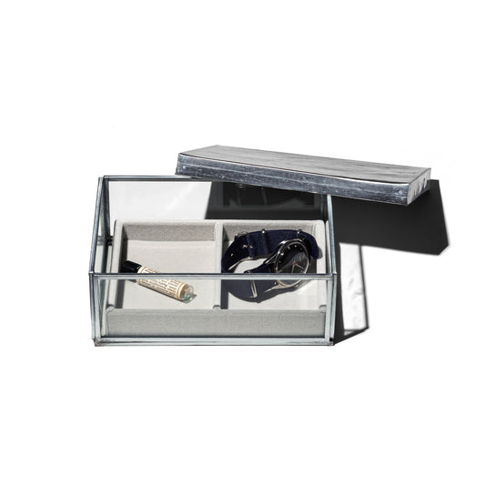 Jewelry Glass Box with Recycle Steel Lid