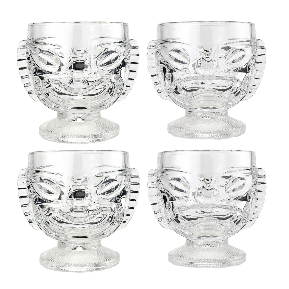 The Original Double Sided Happy/Sad 16oz Tiki Glass ~ Set of 4 ~