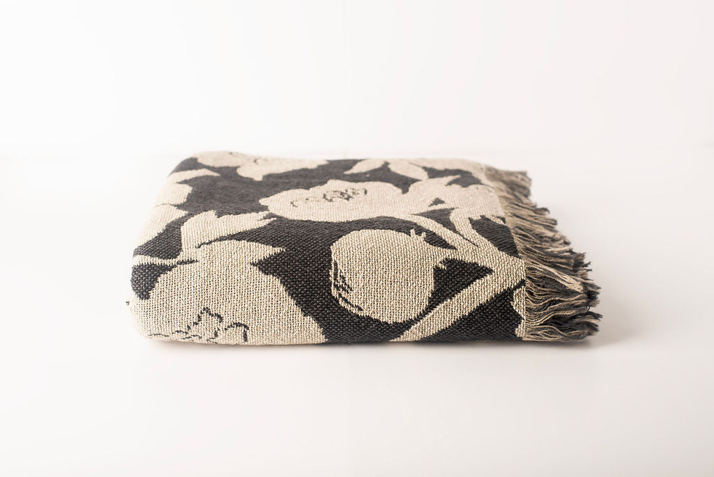 Neutral Floral Jacquard Woven Throw