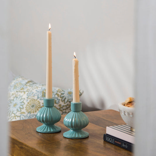 Sculpted Aluminum Candlesticks Set of 2