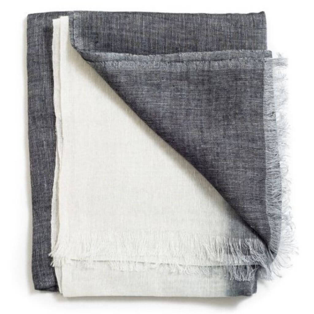 Granite Black White Ombre Linen Silk Handloom Scarf