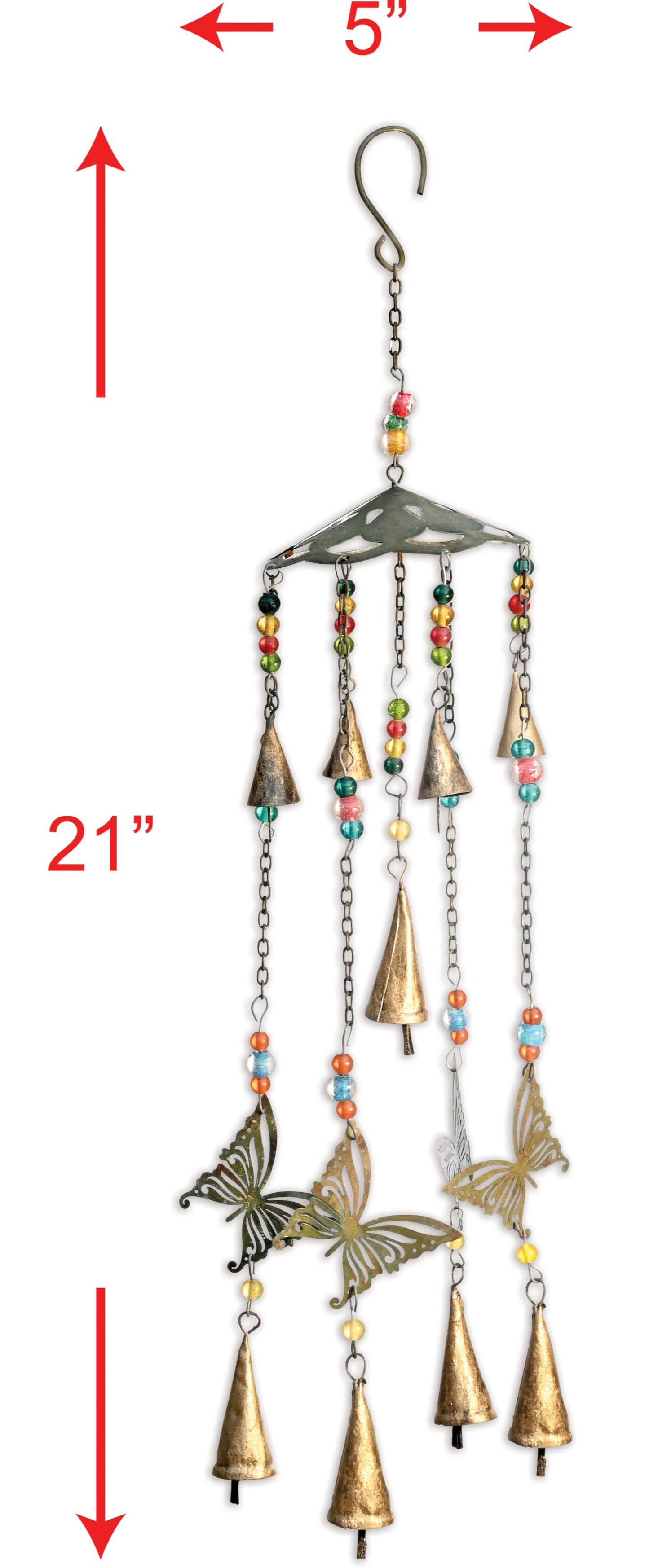 Blissful Butterfly Bell Chime - Antique Finish