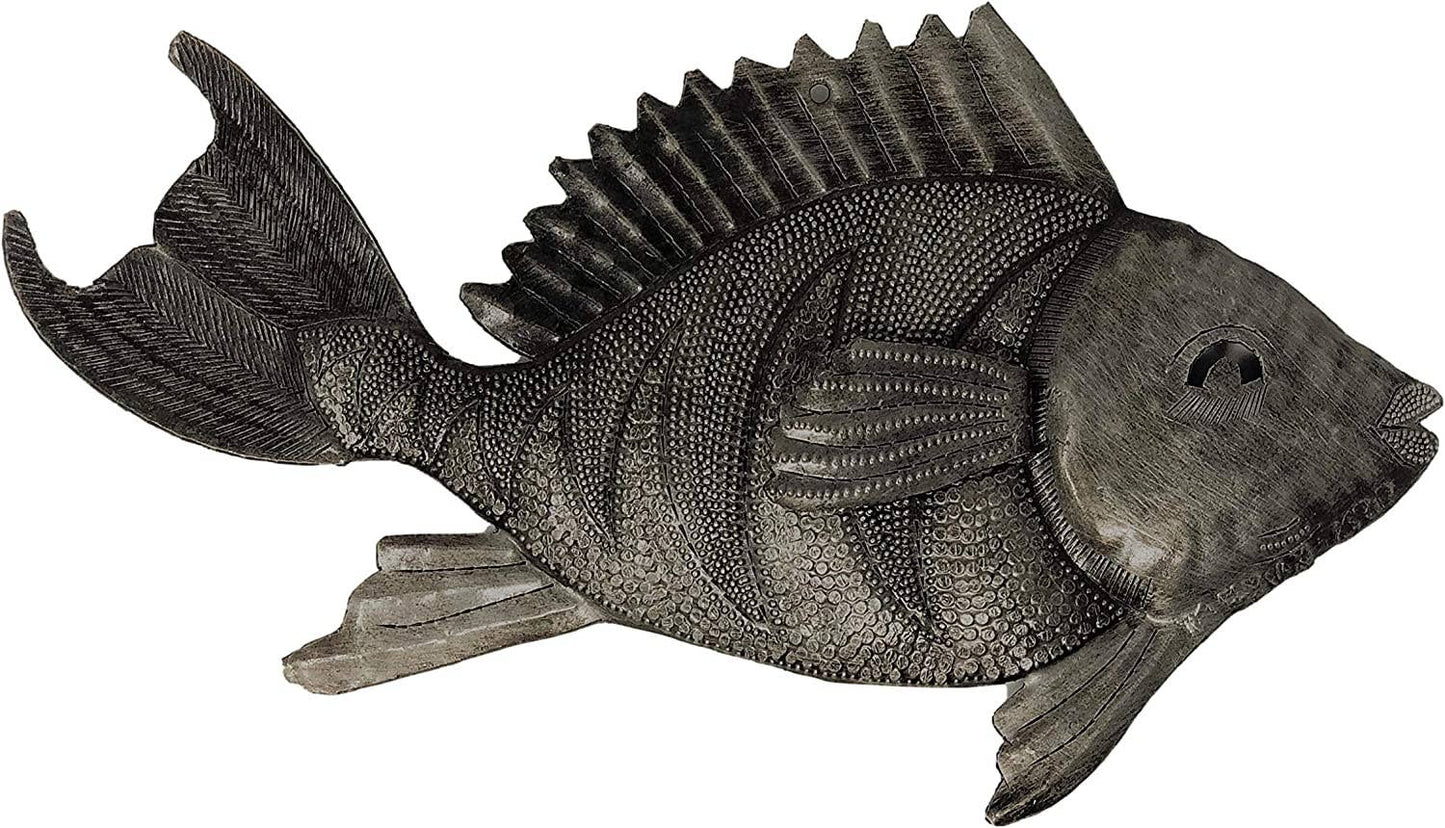 Nautical Fish, Haitian Wall Hanging Haitian Metal 12"x7"