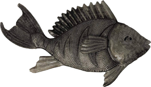 Nautical Fish, Haitian Wall Hanging Haitian Metal 12"x7"