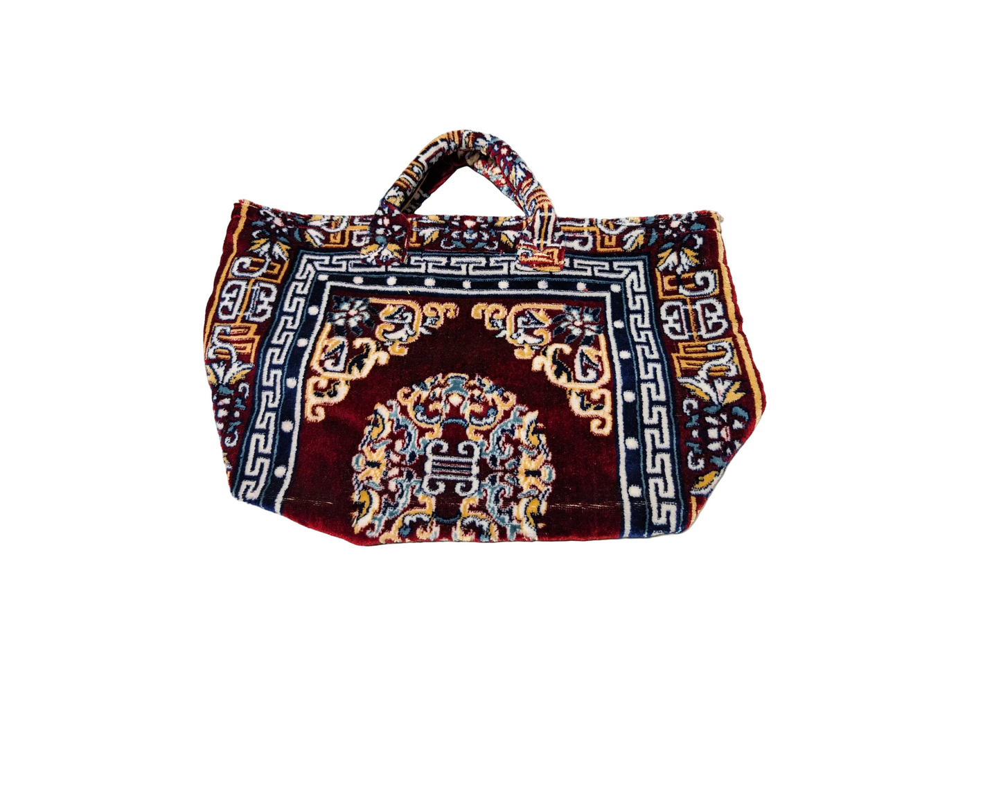 Polyester Cotton Rug Fabric Bag Burgundy x Yellow