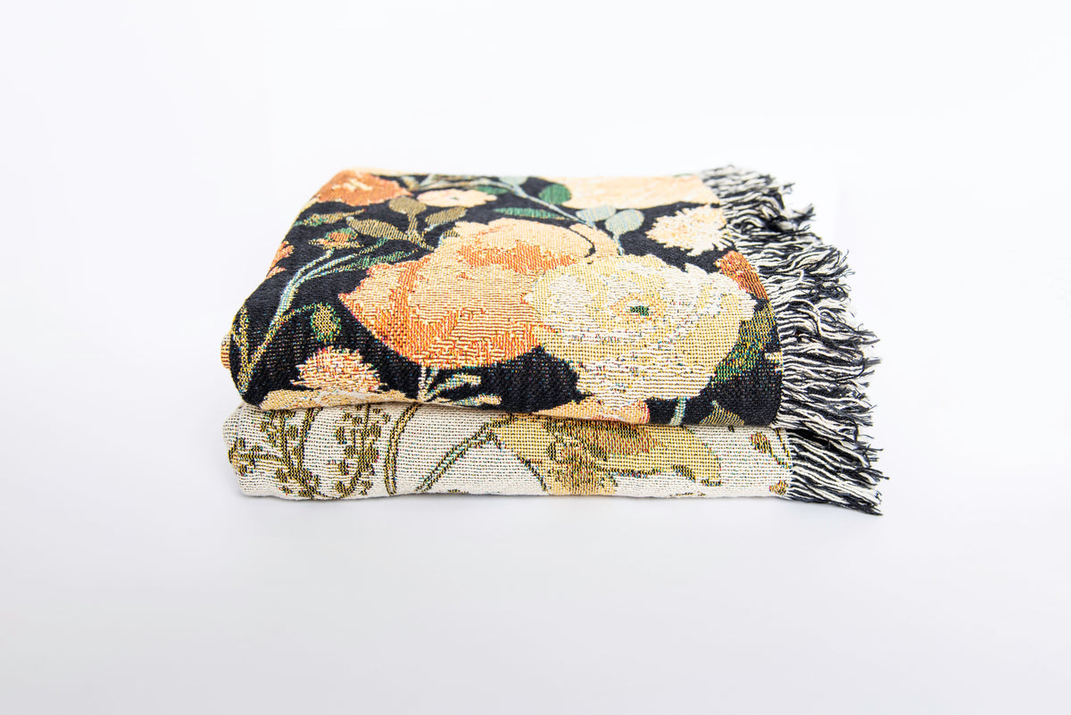 Poppy Floral Jacquard Woven Throw