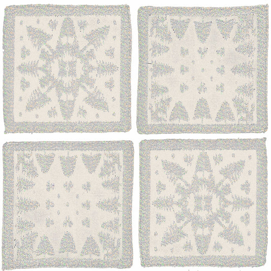 S/4 Scottish Leno Gauze Cocktail Napkins - Snow Lurex