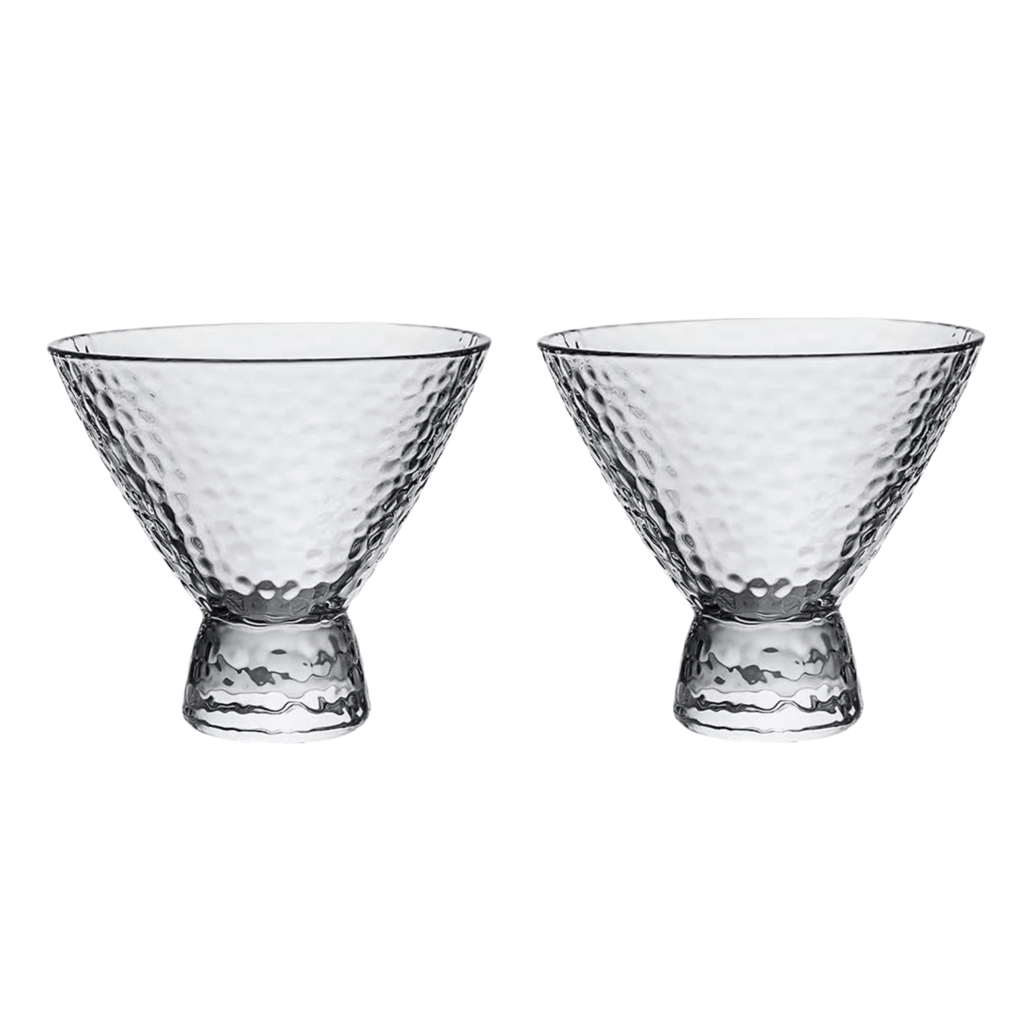 Clear Hammered Cocktail Martini Glasses