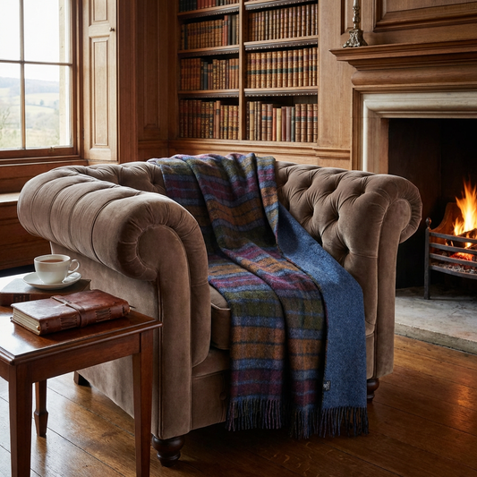 Highland Tweeds Double Cloth Throw - Grey Buchanan