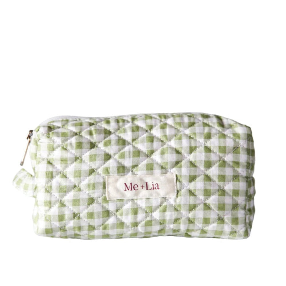 Gingham Matcha Make-up Pouch - Small