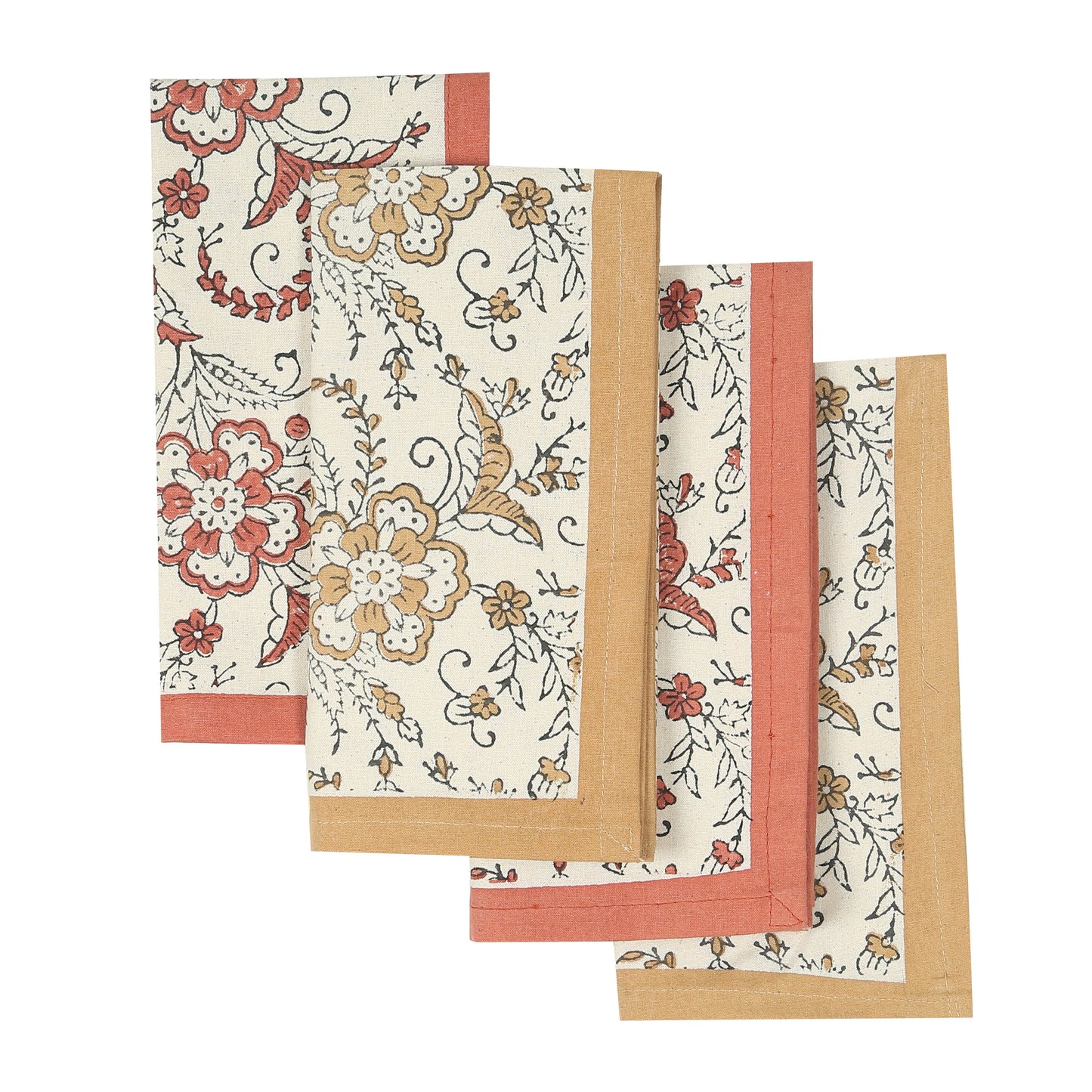 Hand Block Printed Cotton Napkins, Set of 4 | Ivy