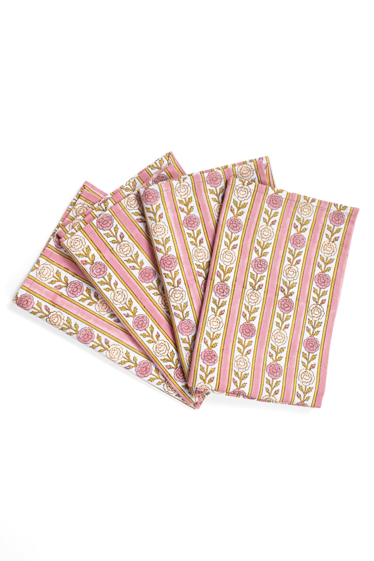 Vintage Floral Stripe Napkins, Set of 4