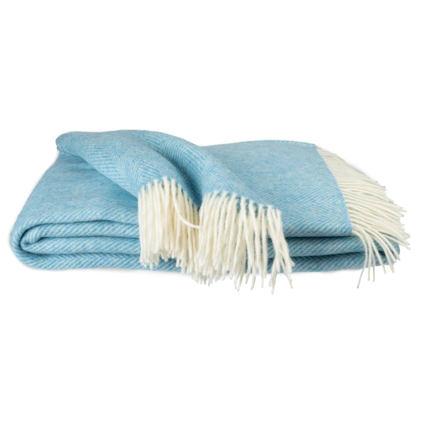 Southampton Home Merino Wool Herringbone Throw - Sky Blue