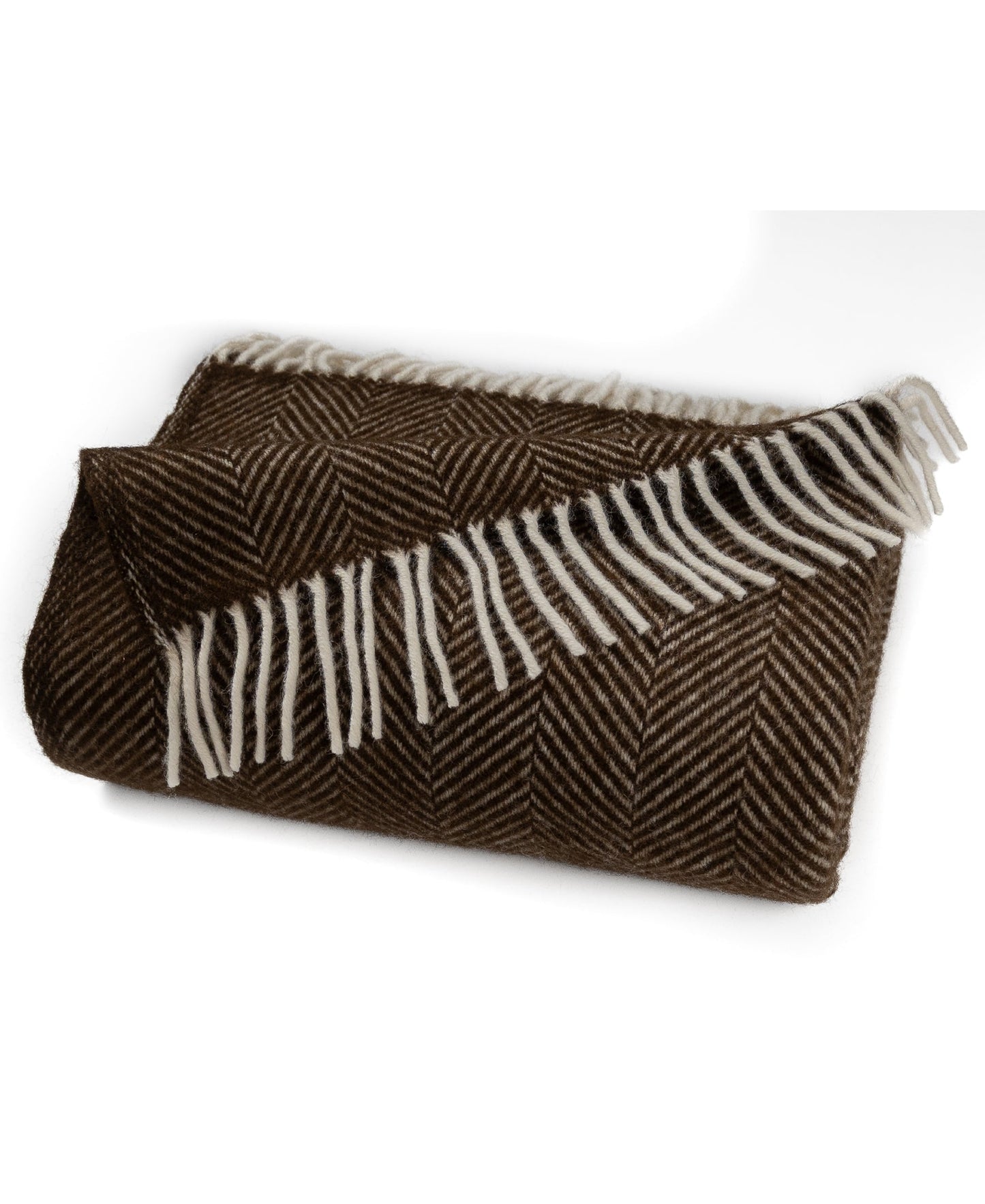 Highland Tweeds Herringbone Pure New Wool Throw - Vanilla Bean