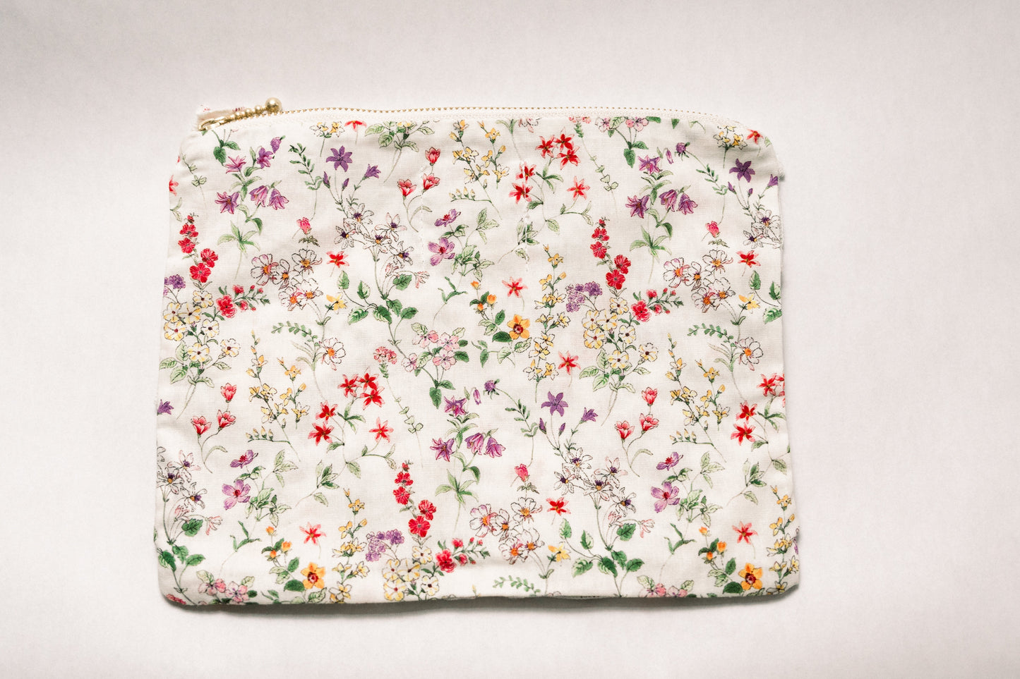Wildflower Waltz | Timeless Floral Ruffle Zipper Pouch