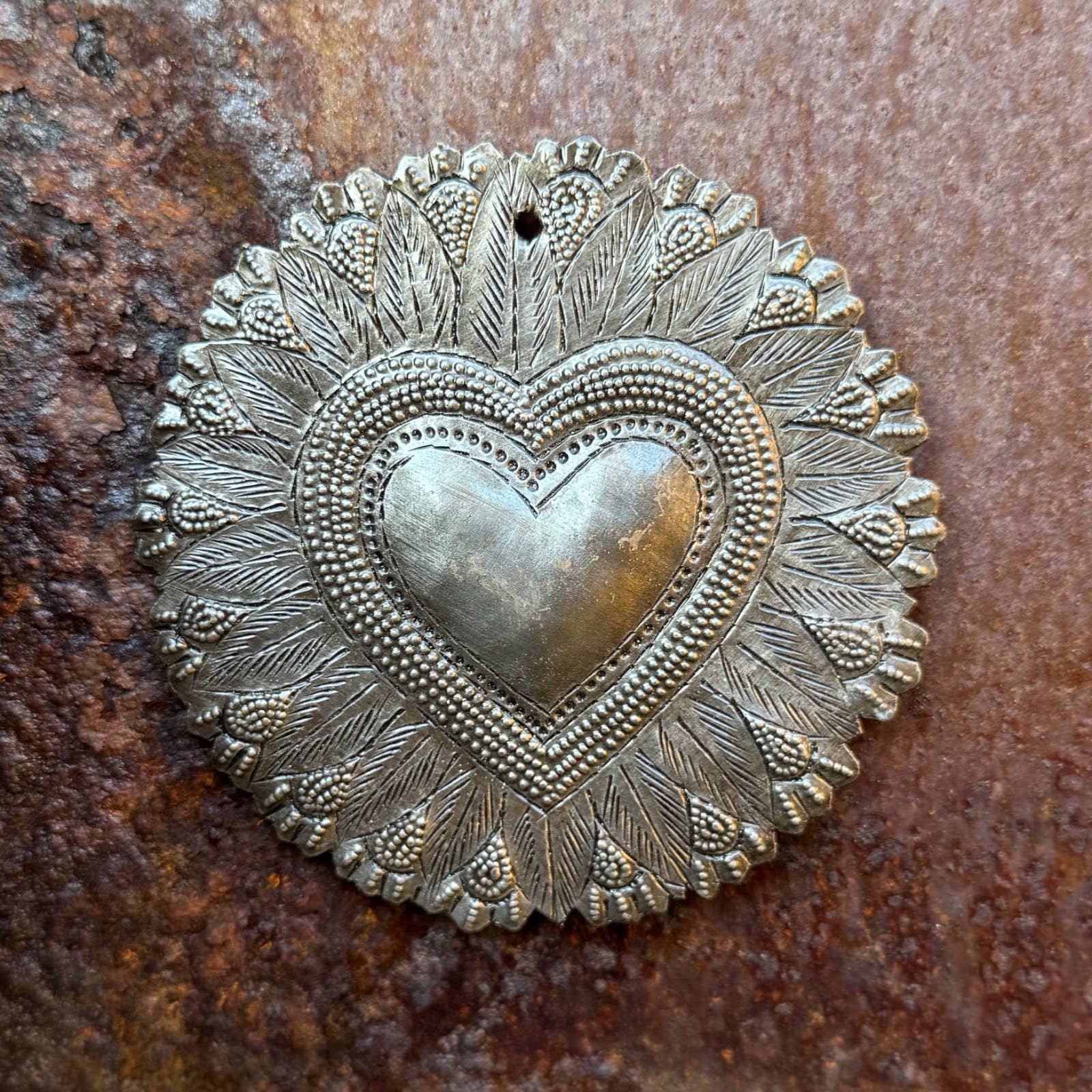 Haitian Metal Heart Wall Art | Fair Trade | Handmade 4"x4"