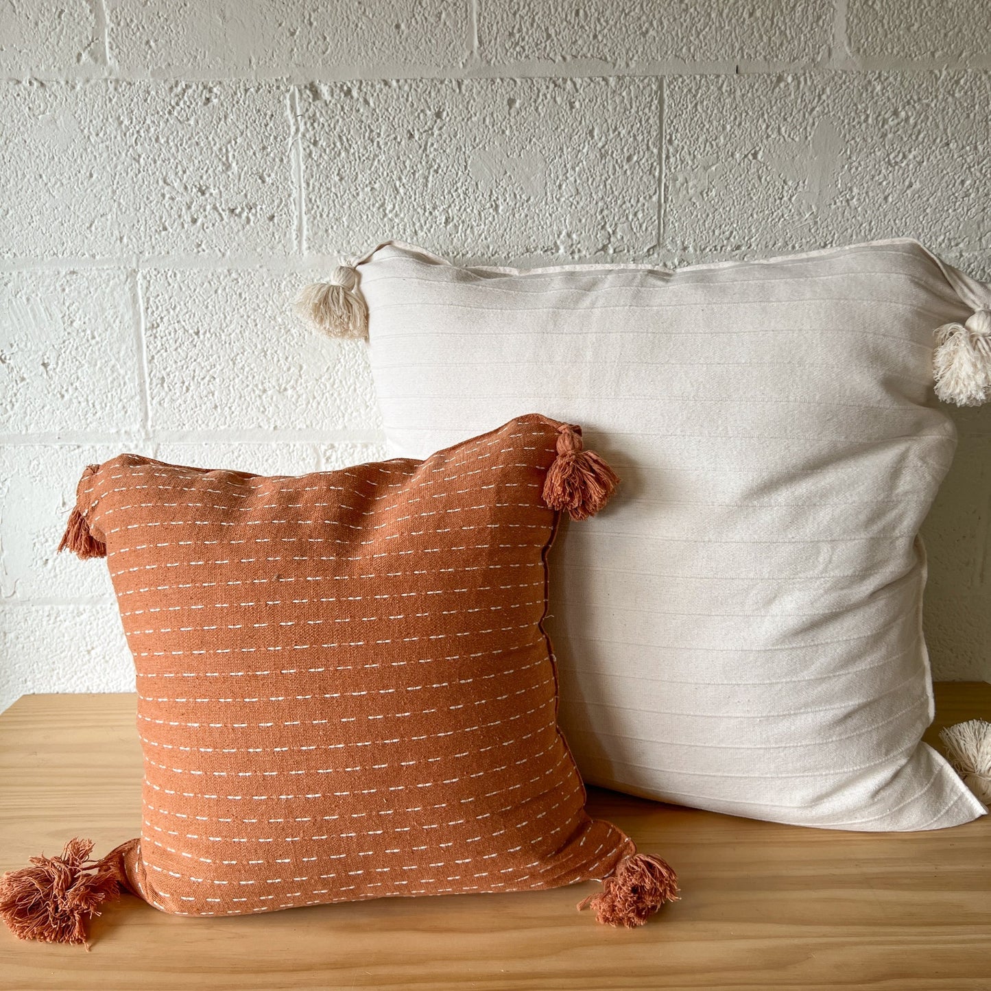 Cotton Tassel Pillow with Oaxaca Weave