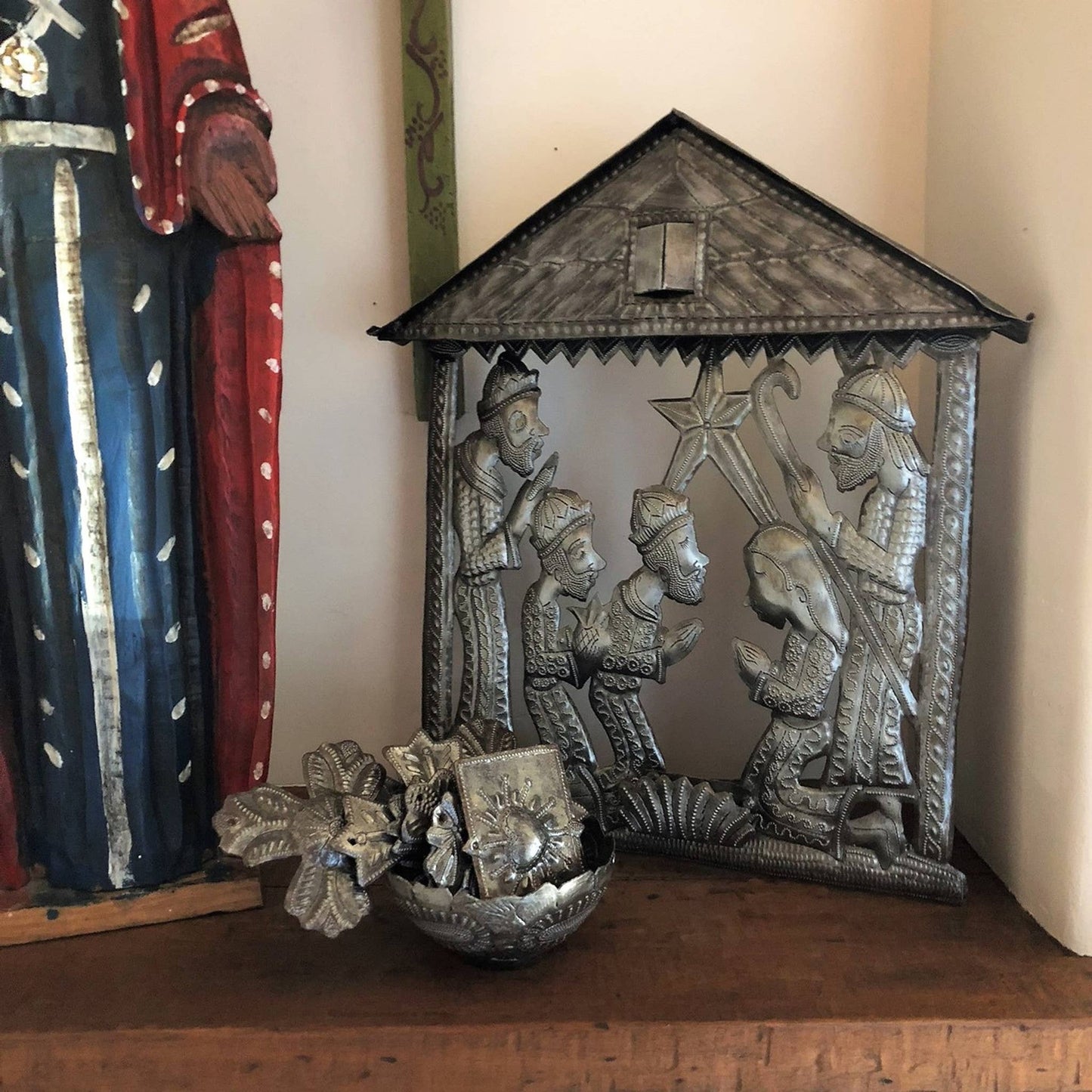 Nativity with Magi – Haitian Recycled Steel Wall Art 12"x14"