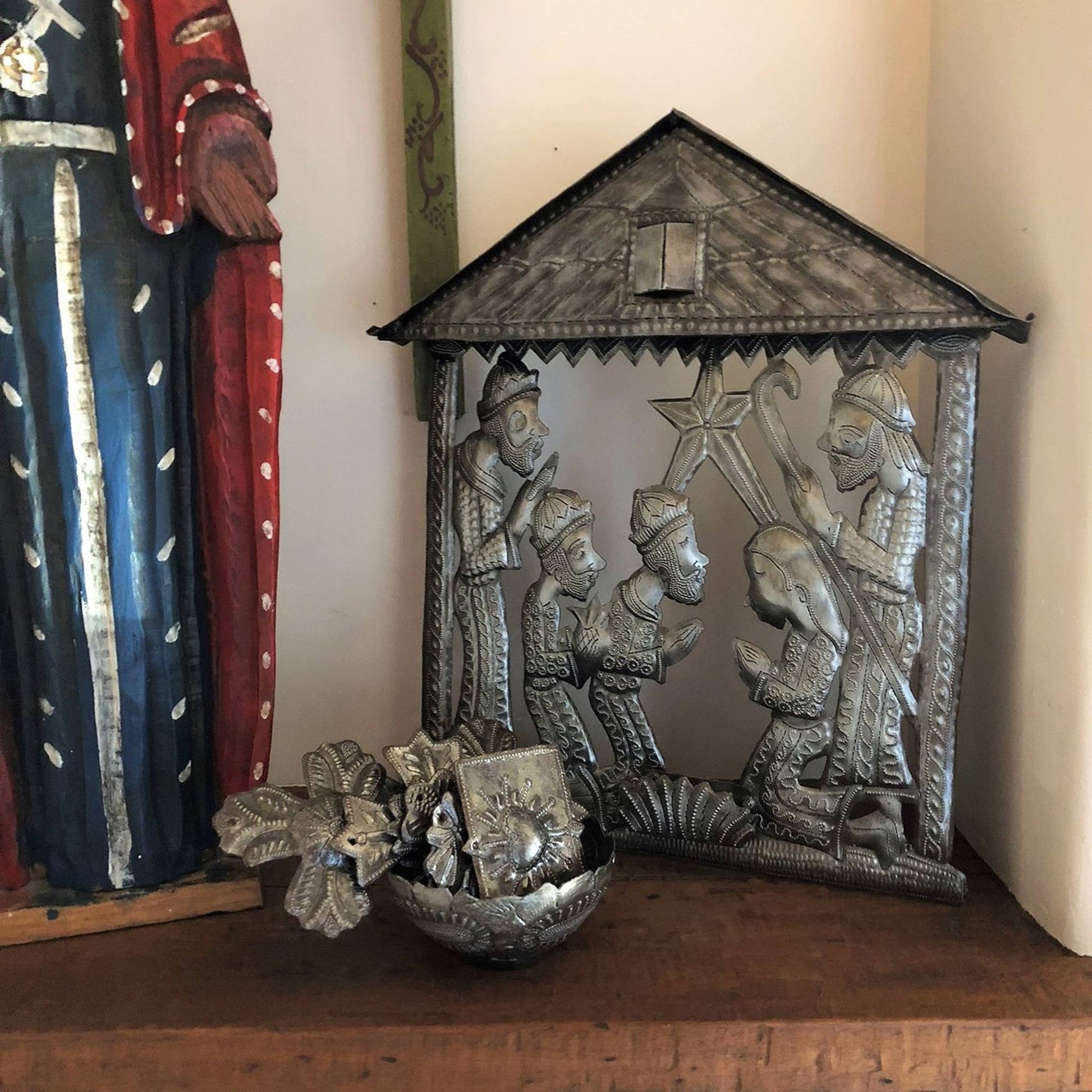 Nativity with Magi – Haitian Recycled Steel Wall Art 12"x14"