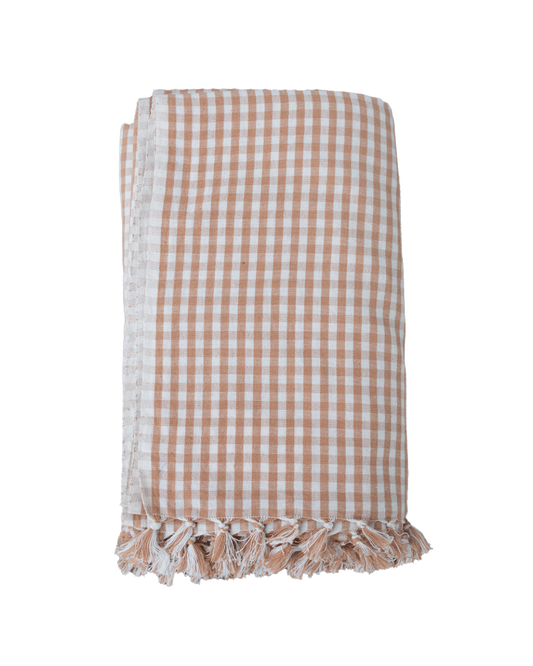 Tan Gingham Tablecloth
