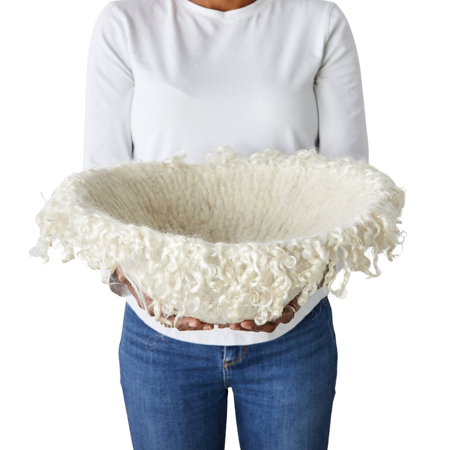Fringed Skirt Decorative Wool Natural Bowl