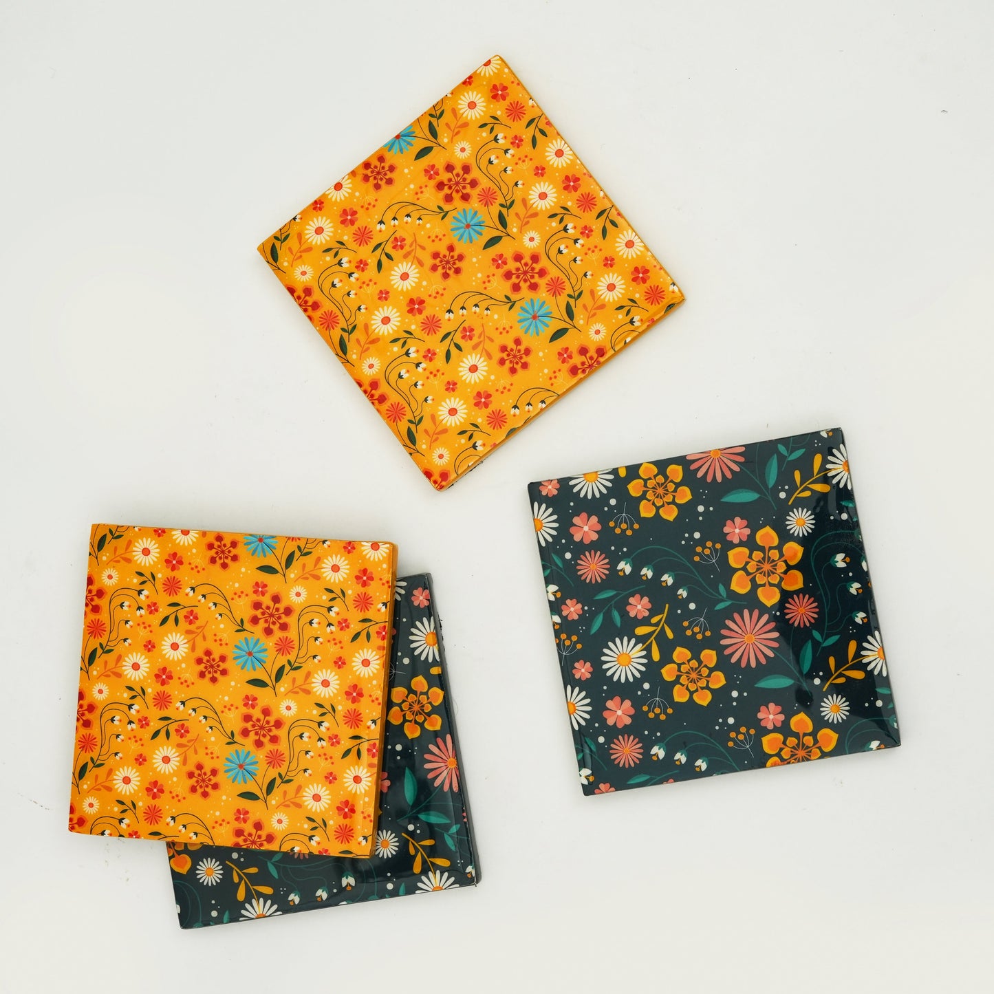 Sunburst Bloom Floral Coaster Set of 4
