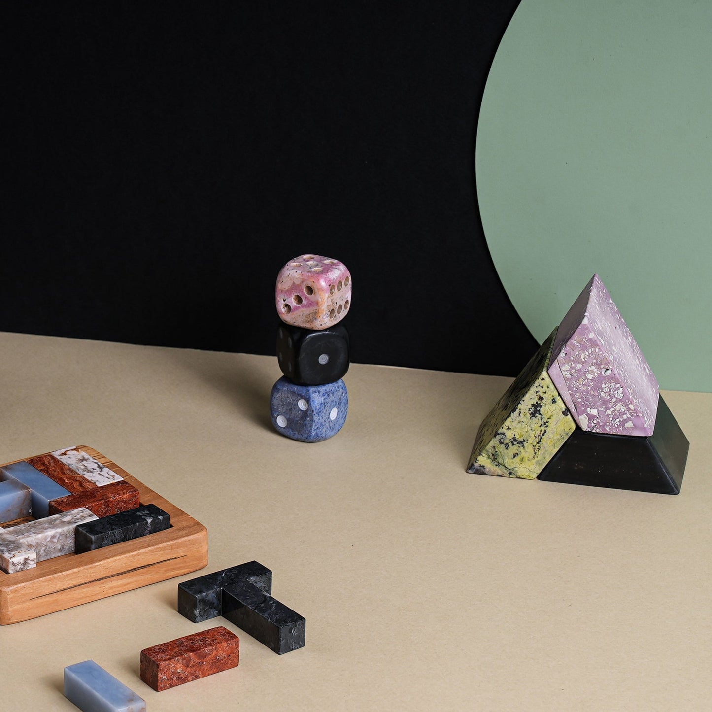 Giant Gemstone Dice - Set of Two - Pink and Black