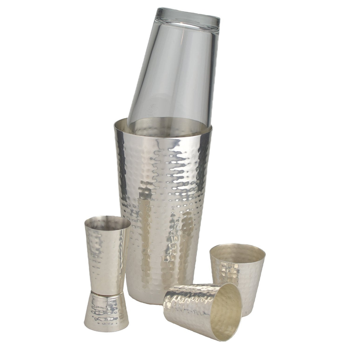 Prince of Scots Hammered Boston Style Shaker Set ~ Silver Plate