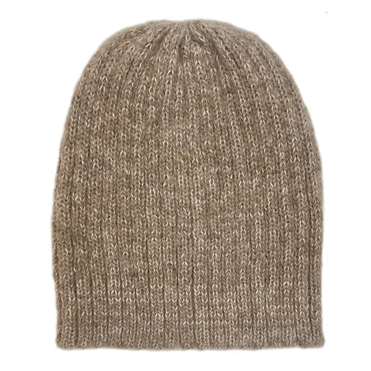 Oat Beige Ribbed Alpaca Beanie