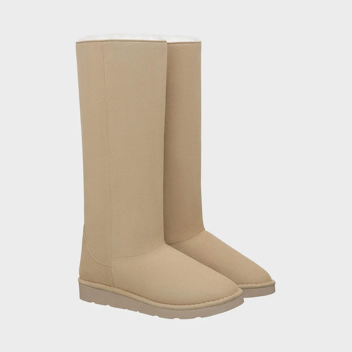 Beige vegan tall boots – eco-friendly glamour