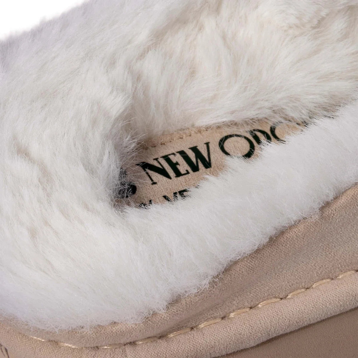 Beige faux suede slippers vegan eco friendly winter comfort