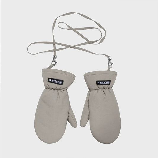 Beige recycled winter mittens eco friendly cold weather gloves